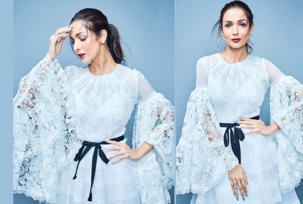 malaika arora looks elegant in white lace dress
