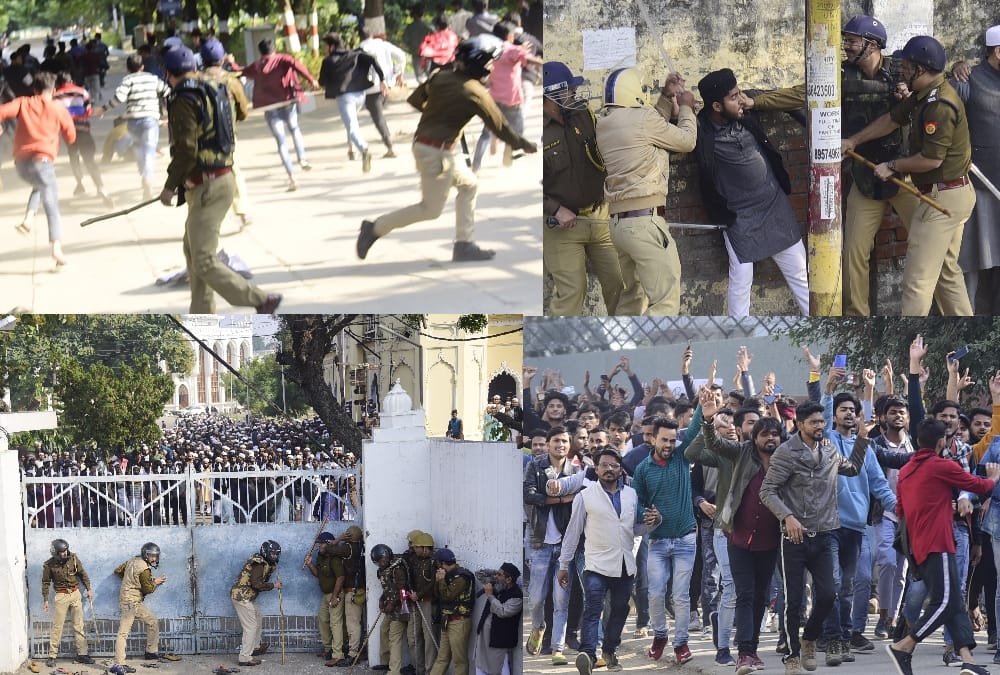 Protest by students against nrc and cab in Lucknow.