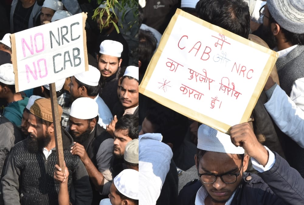 Protest by students against nrc and cab in Lucknow.