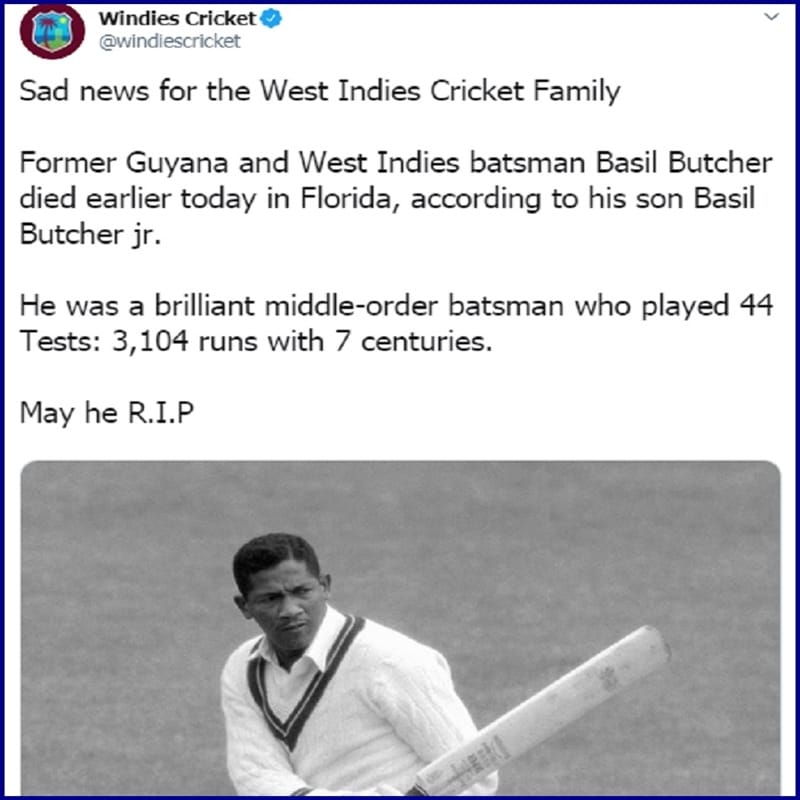 West Indies players wears black armbands in memory of Basil Butcher in Vizag ODI