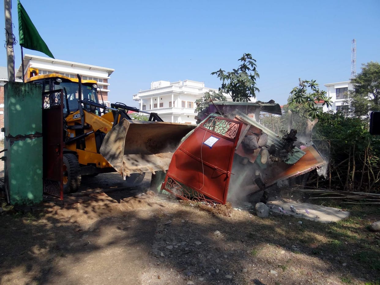 Encroachment under the guise of Mazar demolished