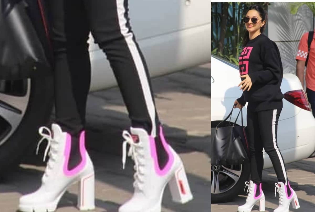 kiara advani seen at airport in quirky high heel boots rs 70k