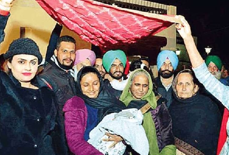 Celebration on birth of girl at farmer leader's family