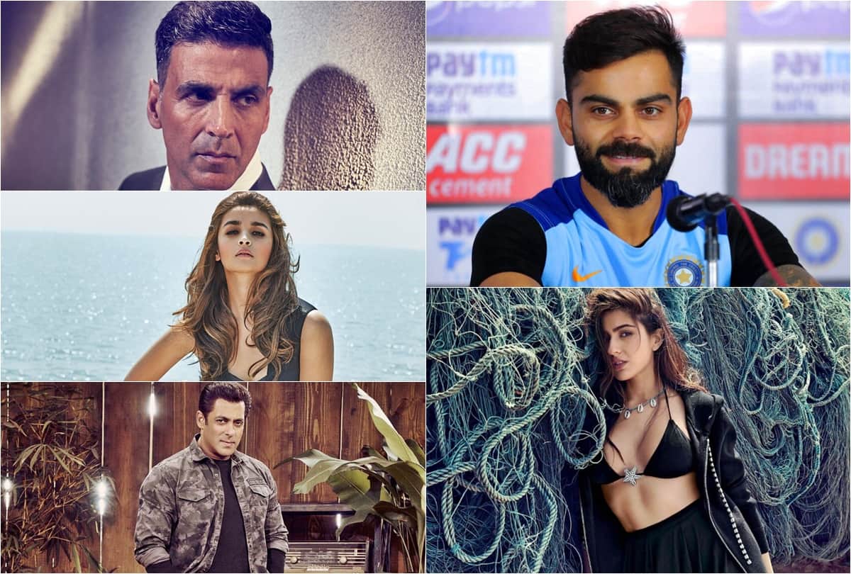Forbes India Celebrity 100 List Salman Akshay Kumar Virat Kohli Deepika Padukone Alia Shah Rukh