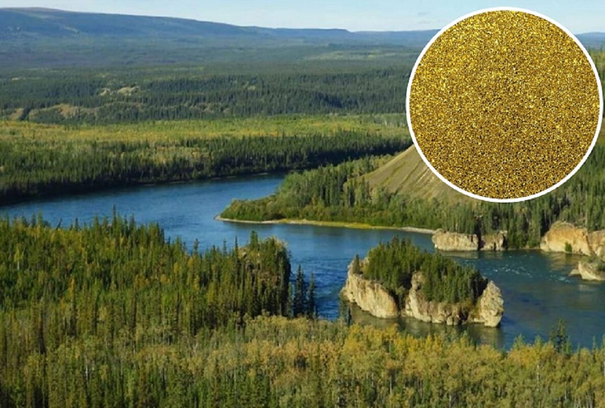 klondike River in which gold flows along with water