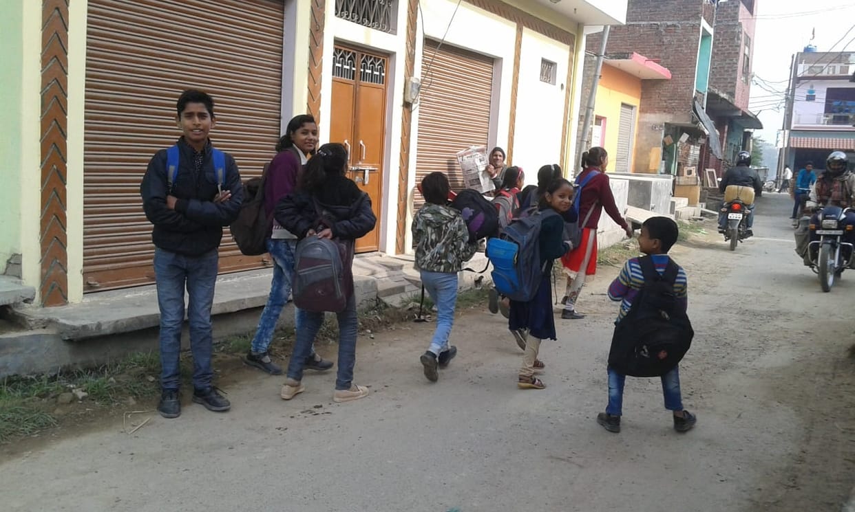 Children reach school stumbling