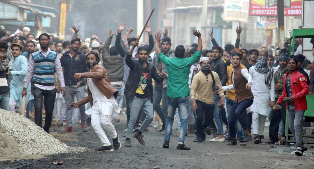 protest in amroha against caa