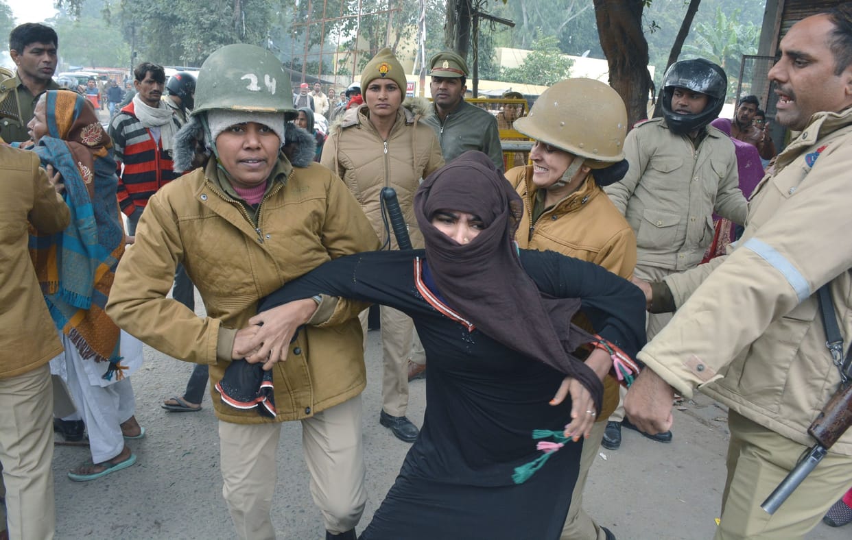 former parshad thrown stone on police man.