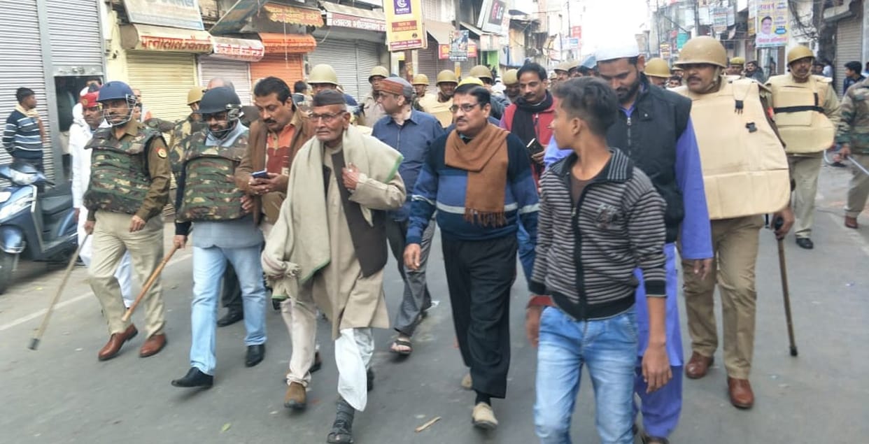 Police conducted a route march with officers