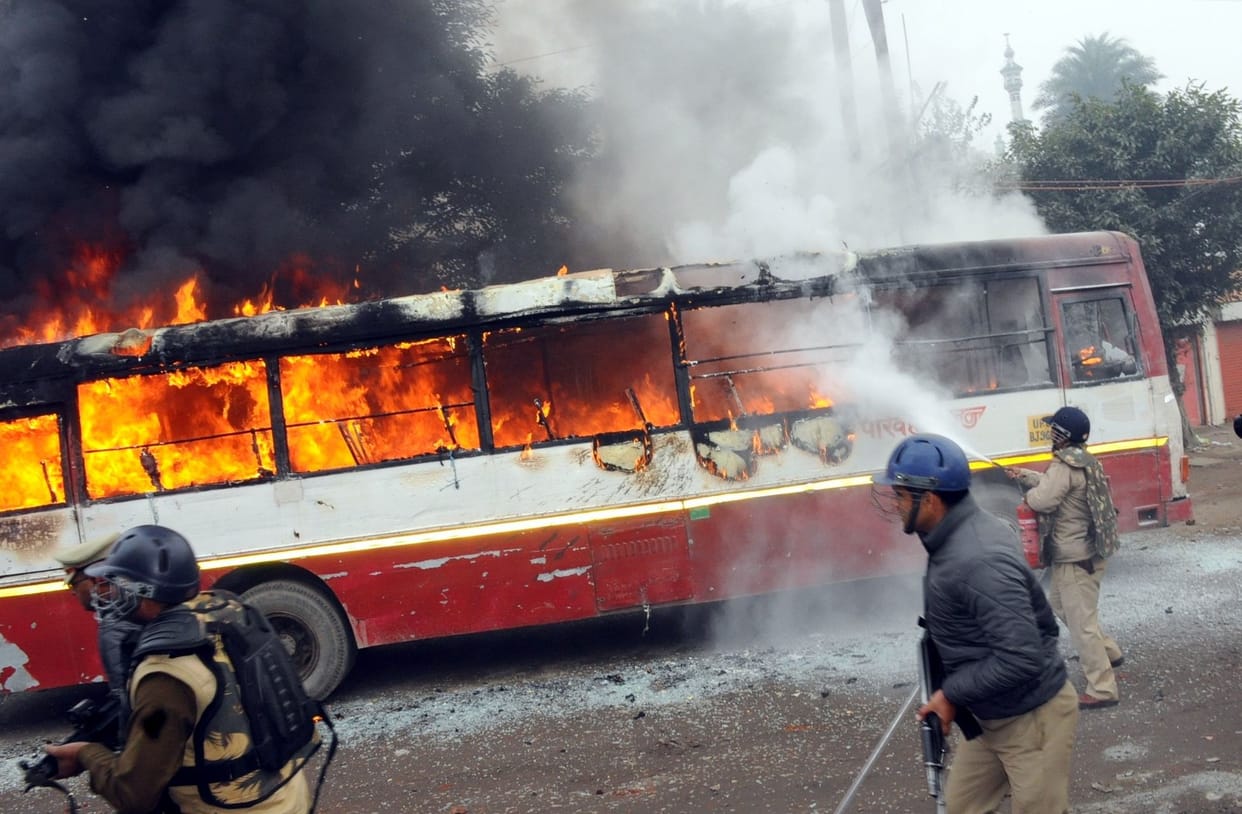 stone pelting and arson in sambhal at caa