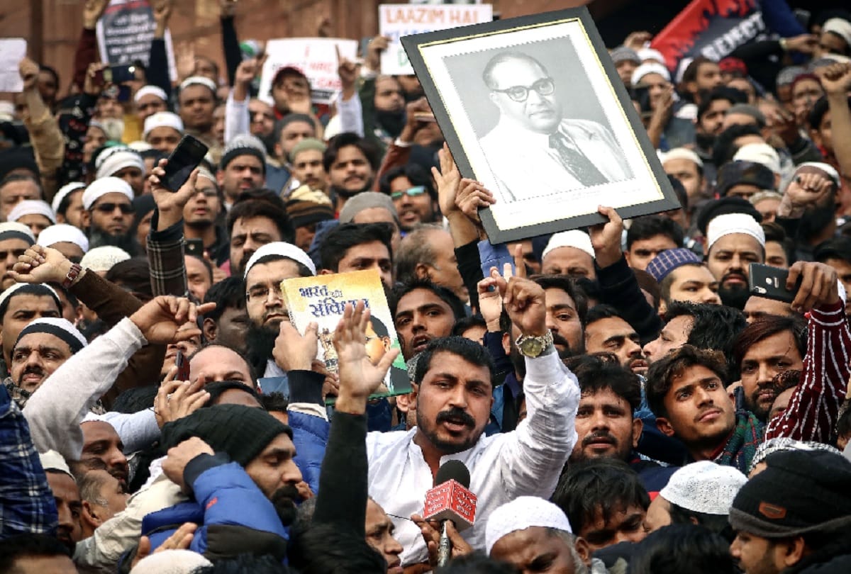 People Protest Against CAA in Jama Masjid, Chandrashekhar Azad Present