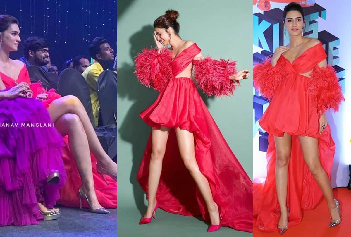 kriti sanon wear pink footwear in photoshoot and metallic in award show 2019 in same dress