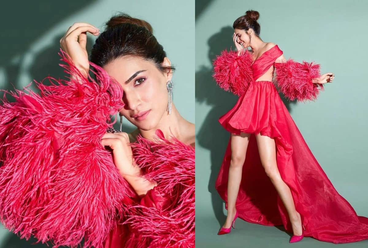 kriti sanon wear pink footwear in photoshoot and metallic in award show 2019 in same dress