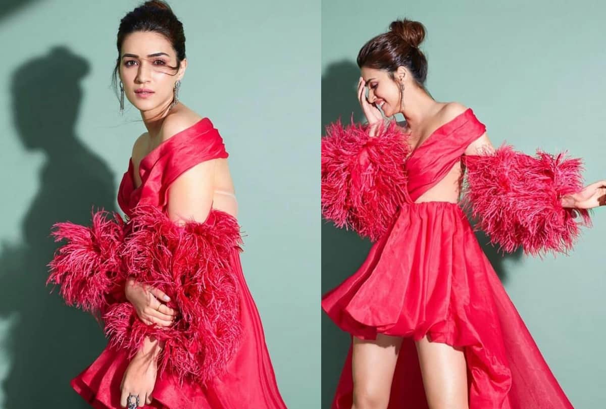kriti sanon wear pink footwear in photoshoot and metallic in award show 2019 in same dress