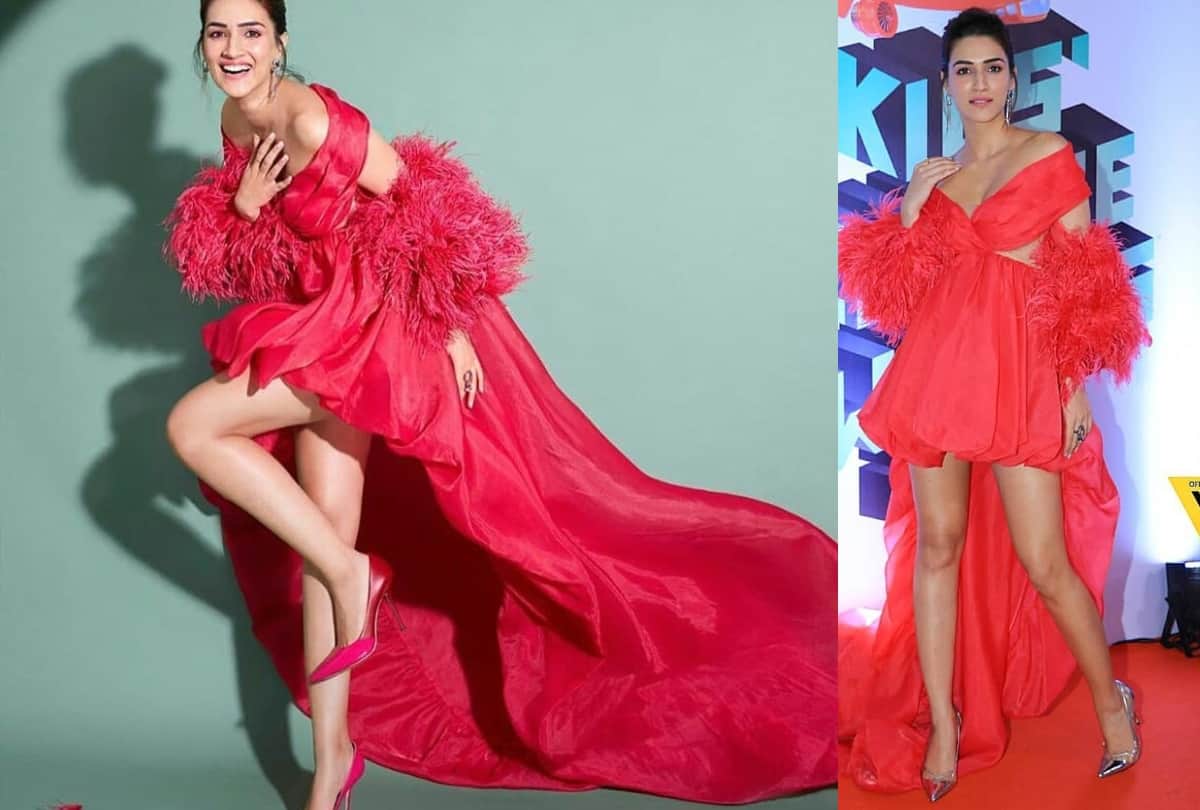 kriti sanon wear pink footwear in photoshoot and metallic in award show 2019 in same dress