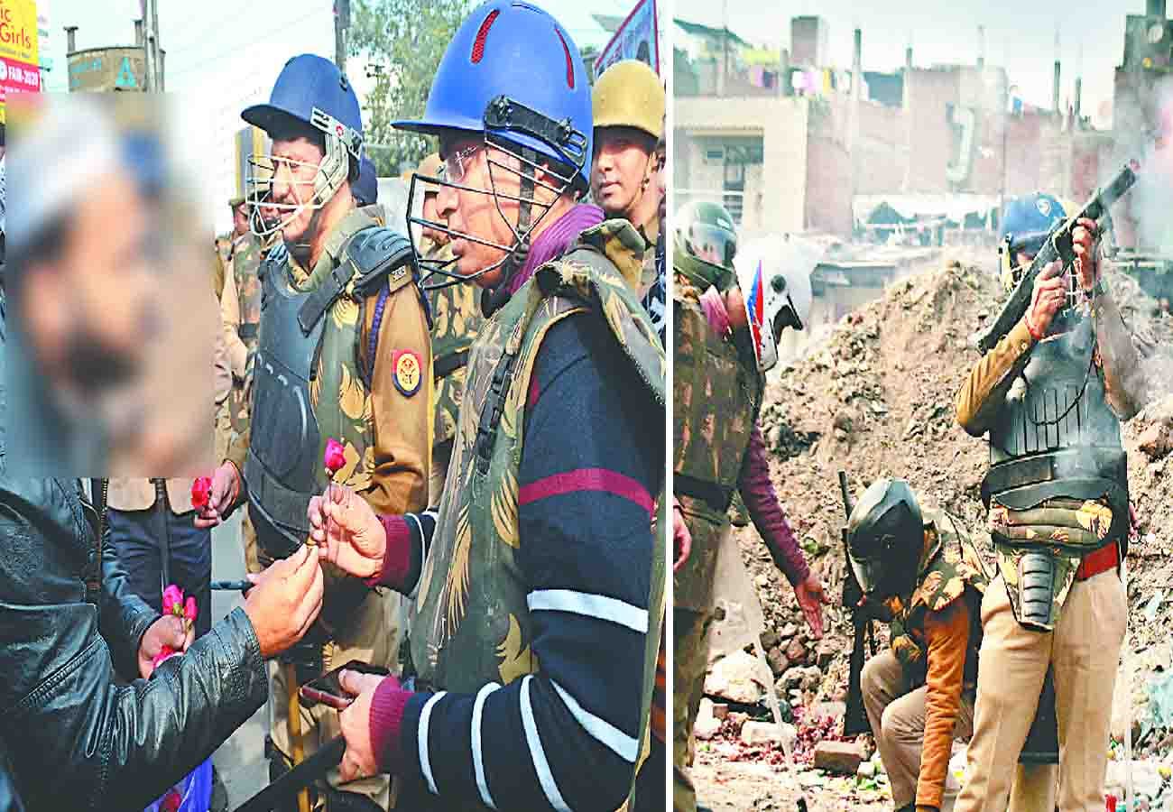 citizenship amendment act: gave roses to police first, then throw stones