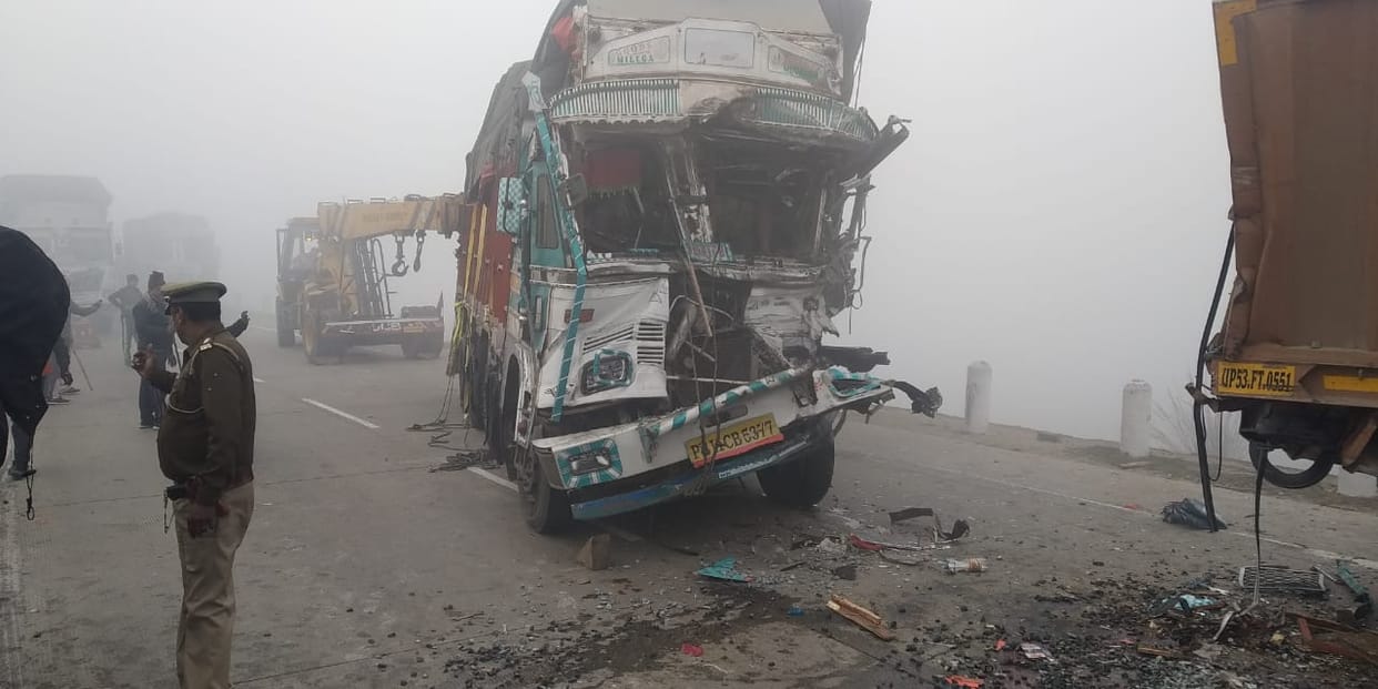 Road accident in basti, two injured