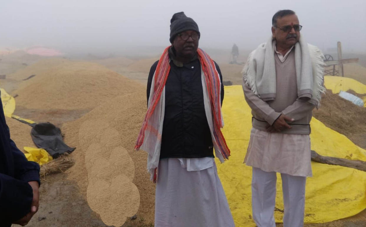 Farmer leader Gadgad seeing basmati rice paddy