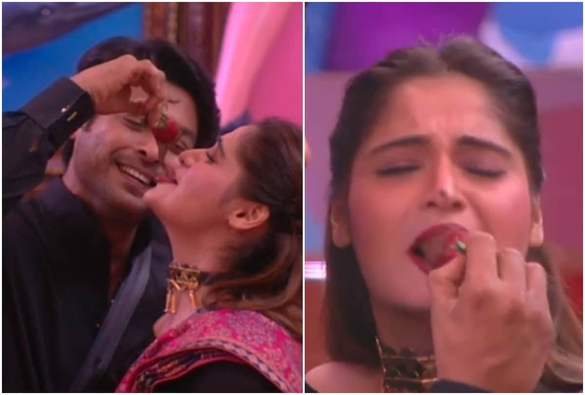 Bigg Boss 13 Weekend Ka Vaar Siddharth Shukla Aarti Singh romance in Strawberry task