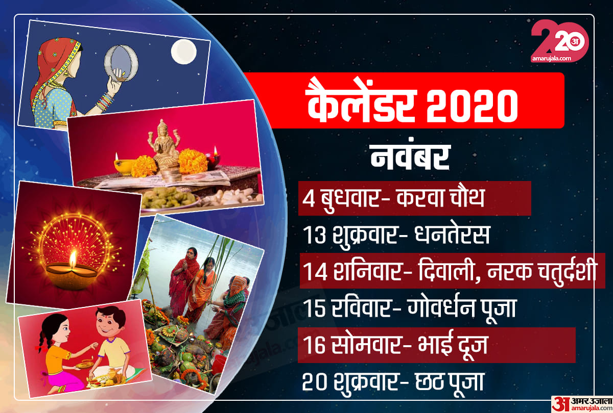 November 2020 calendars Festivals dates holidays