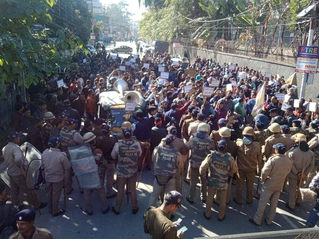 Uttarakhand General OBC Employees Association protest rally against promotion stay