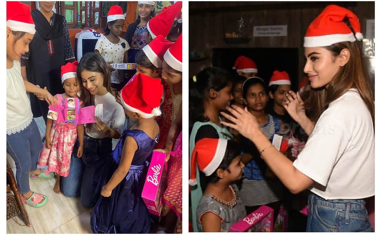 Mouni Roy Celebrate christmas With HIV-afflicted kids at NGO