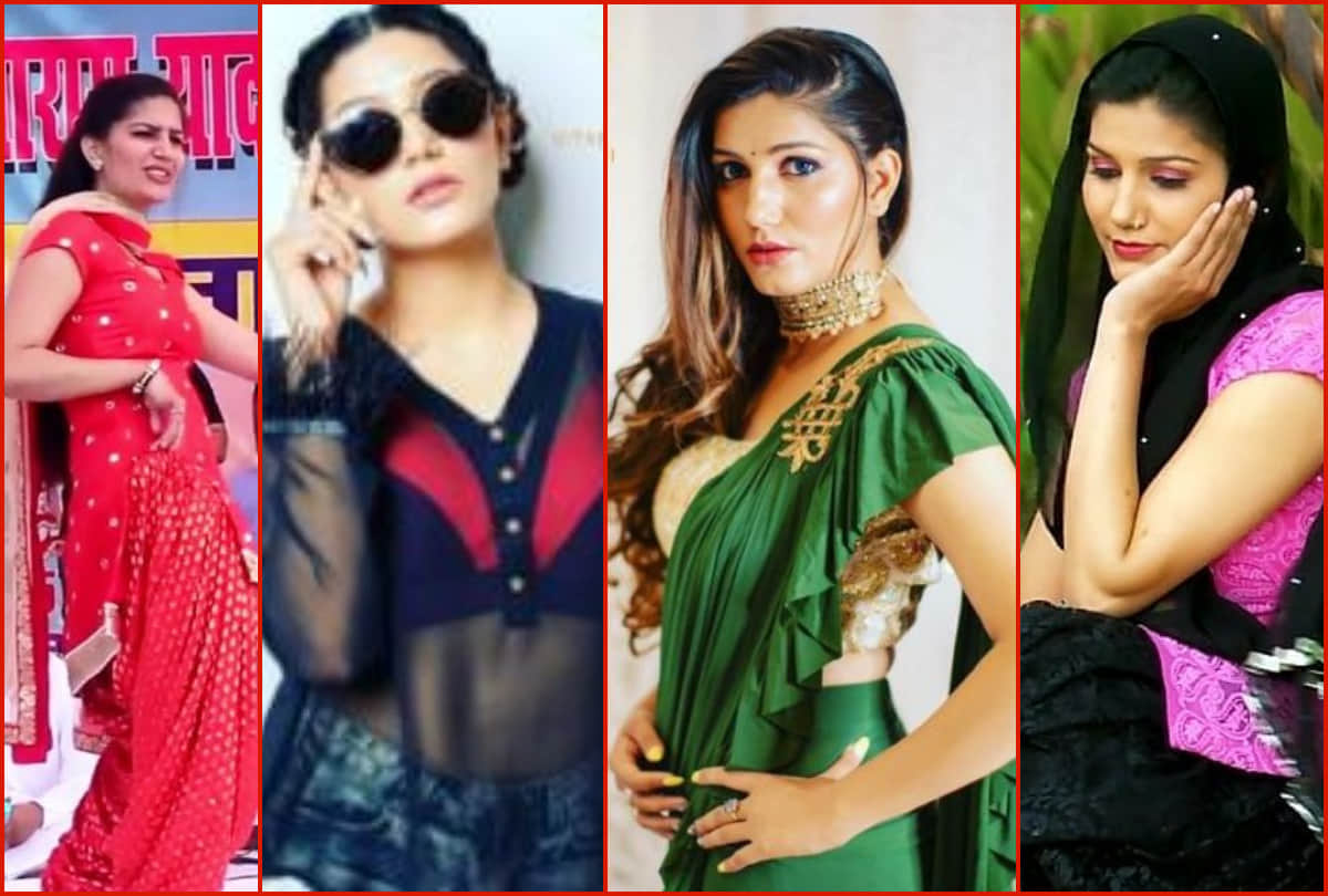 sapna choudhary new glamorous look in red gown