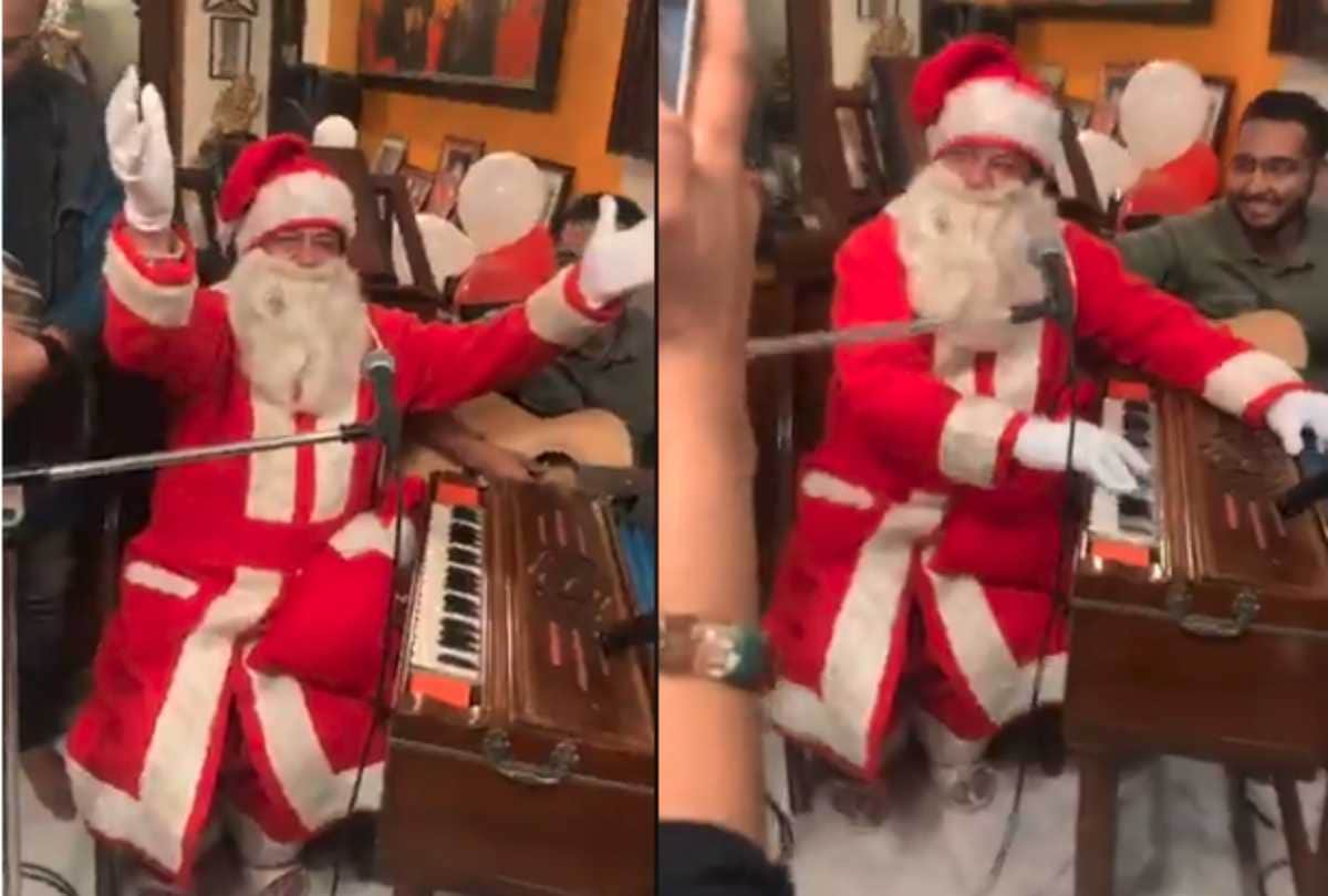 anup jalota santa claus look he sing jingle bell in different style