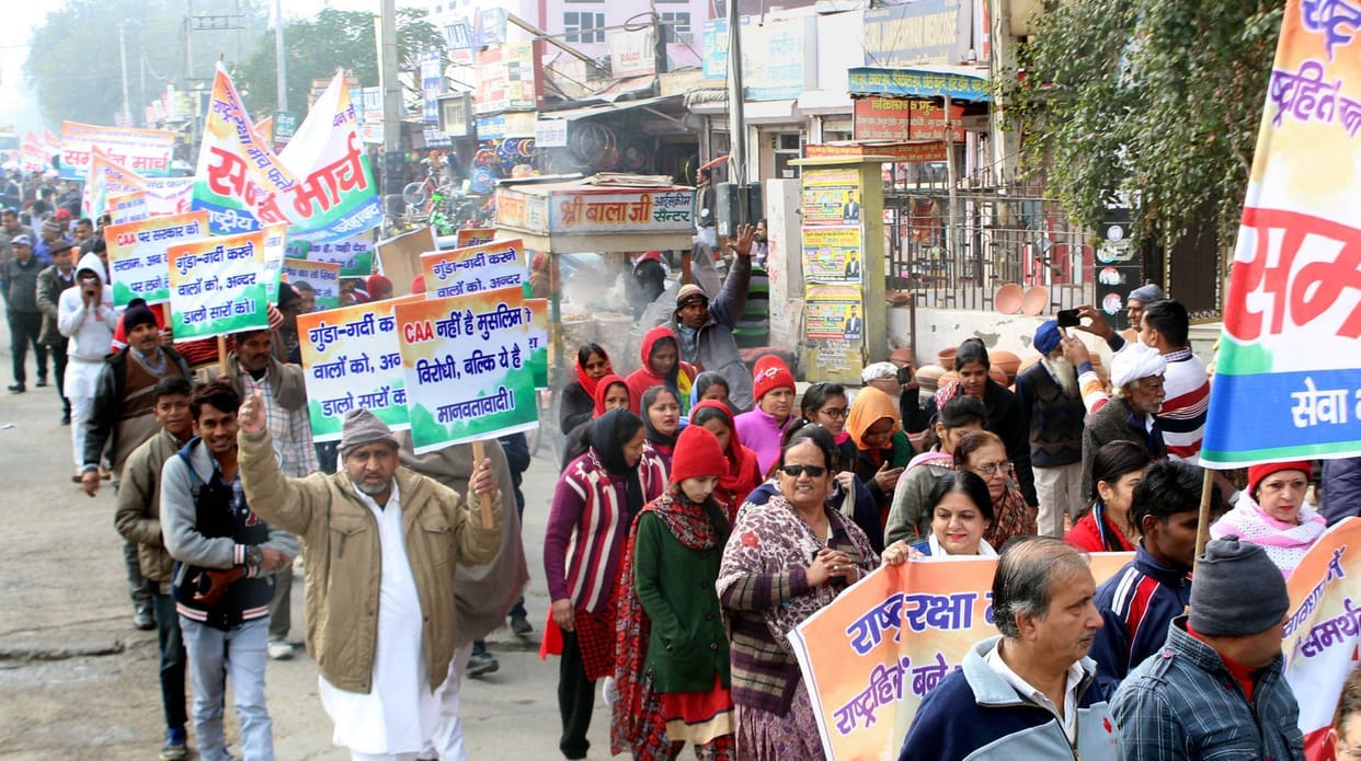 Institutions march in support of CAA, fatehabad