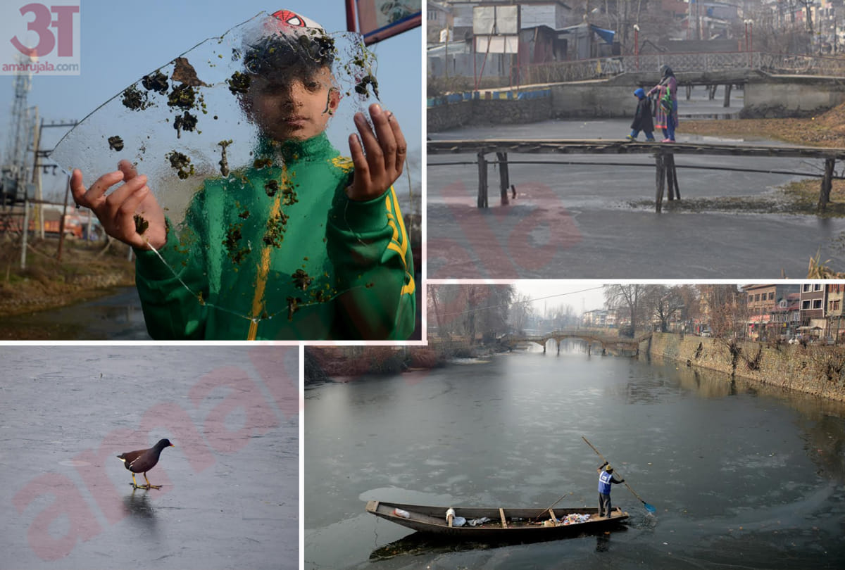 Freezing havoc in Jammu-Kashmir, Srinagar Dal lake frozen, temperature falls in minus degree