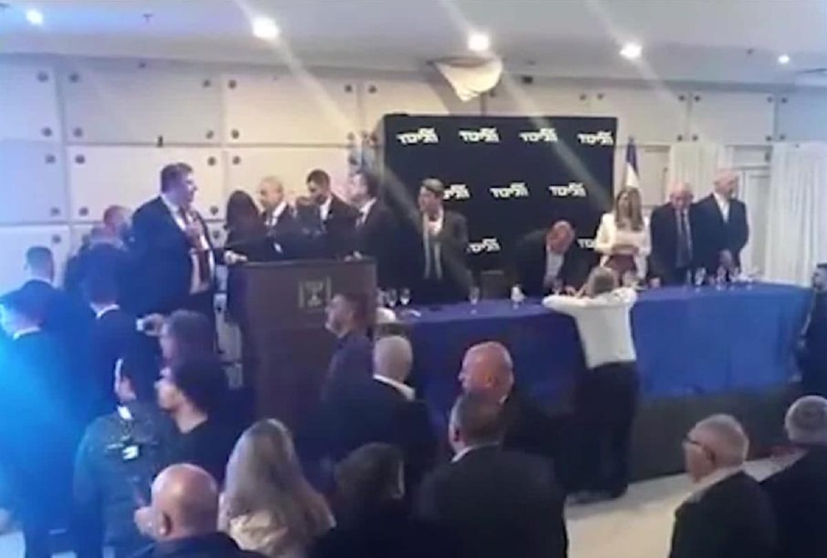 Israel Rockets fired from Gaza during Prime Minister Netanyahu rally PM left the stage