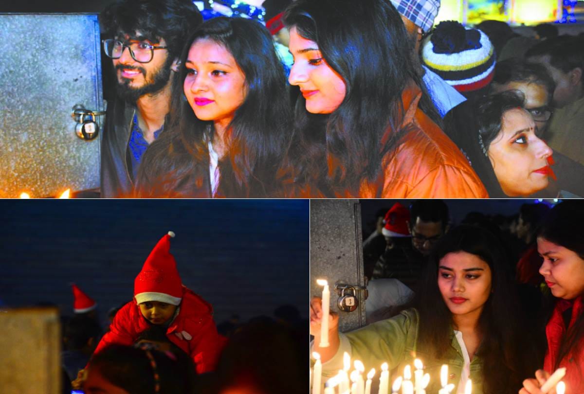 people pray on christmas in church in lucknow