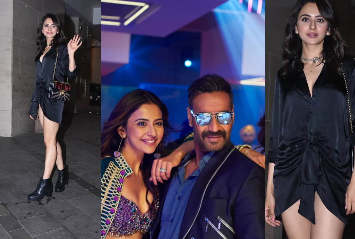 rakul preet singh wear extremely short black dress in christmas party 2019