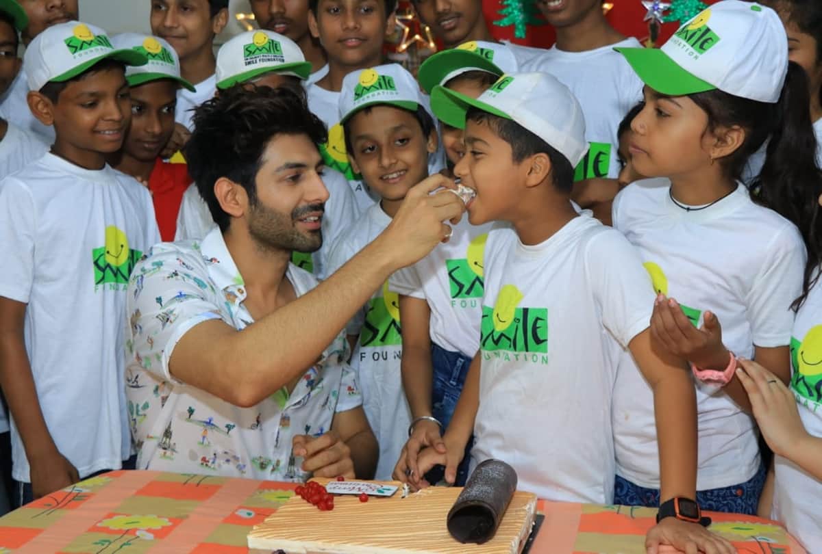 Bollywood actor Kartik Aaryan celebrated the occasion of Christmas with NGO children