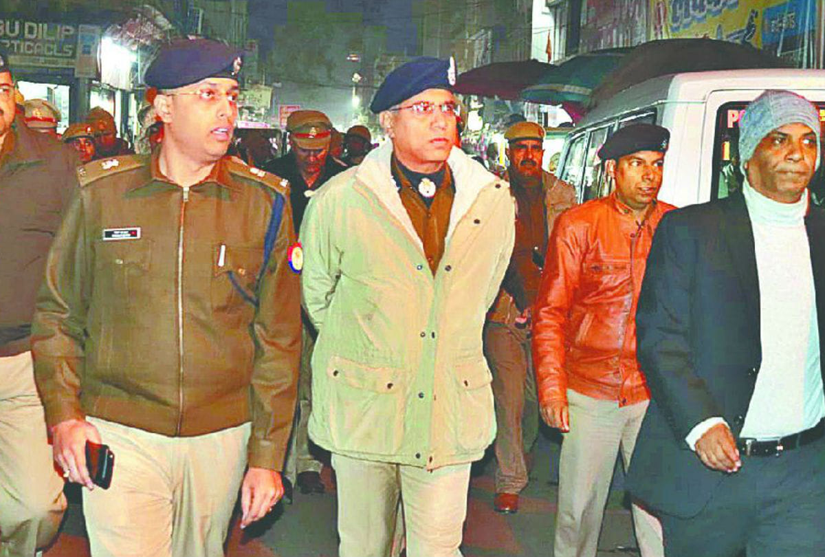 Police Officers Foot March in Sensitive Area of City