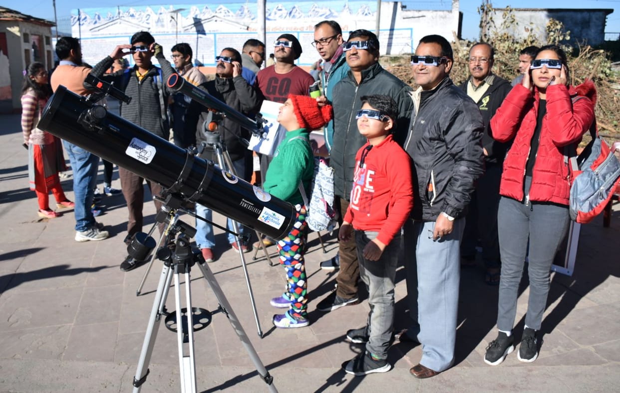 Crowds gathered to see the last solar eclipse of the year