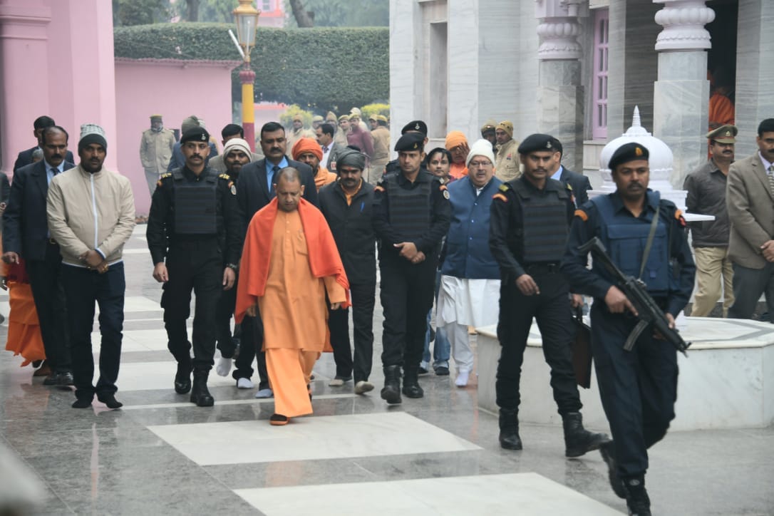 CM Yogi Adityanath Photo in Gorakhnath temple in Gorakhpur