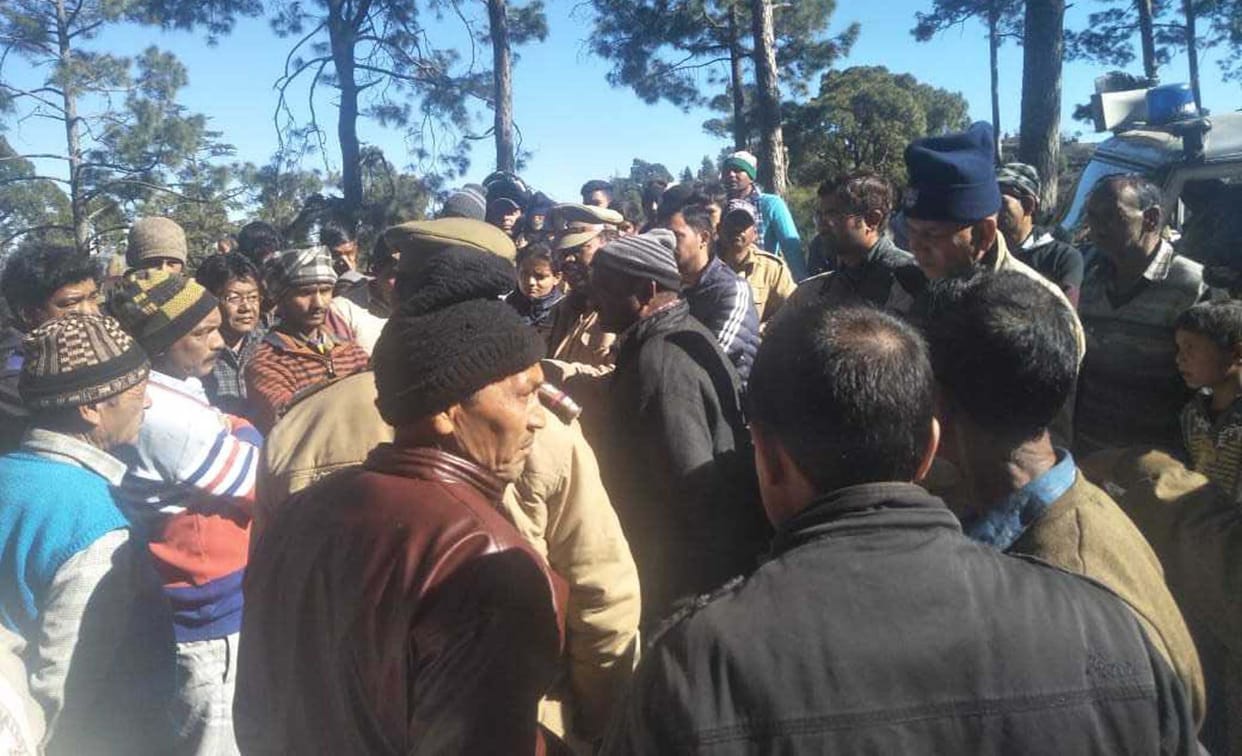 villagers protest