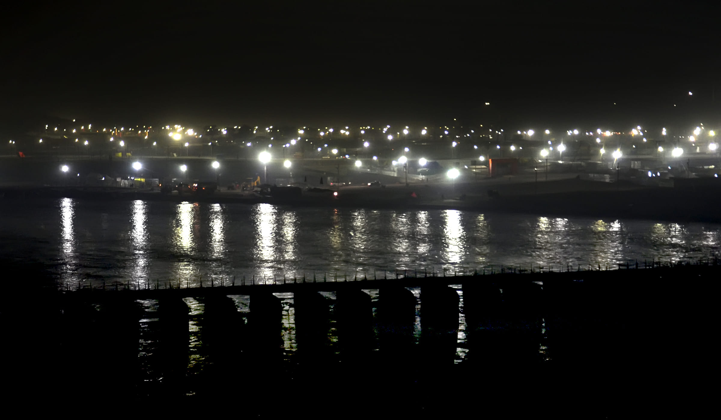 Ganges one and a half meters above Magh Mela level, work interrupted