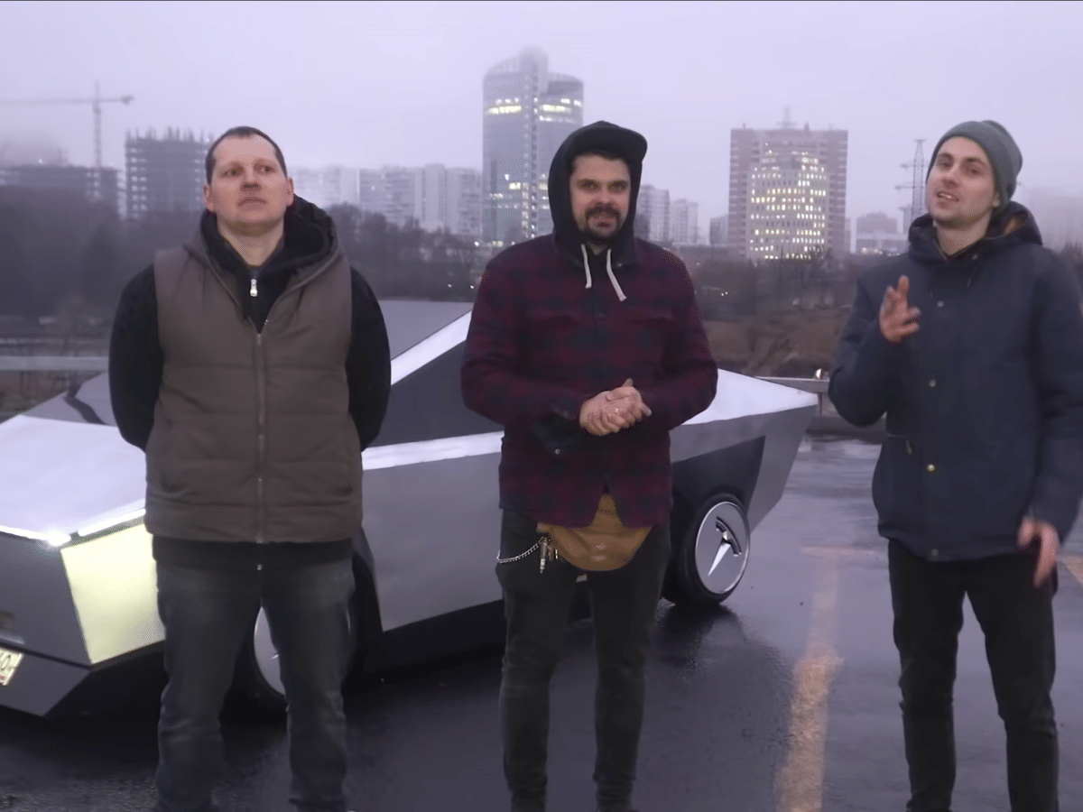 Russian youtubers pushka garazh made the Elon musk tesla cyber truck replica