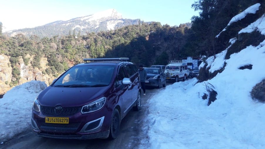 Extreme Frost in Uttarakhand Mountain Area Tourist Vehicles Skid on Road See Photos