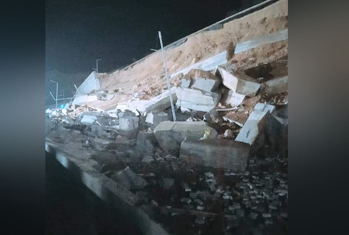 AIIMS Bilaspur thirty feet Boundary wall collapse in Himachal Pradesh