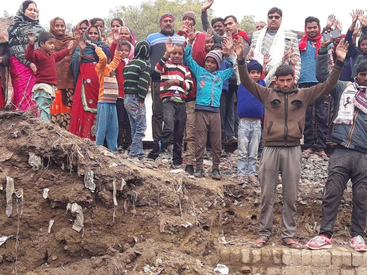 Villagers protest against the closure of the culvert