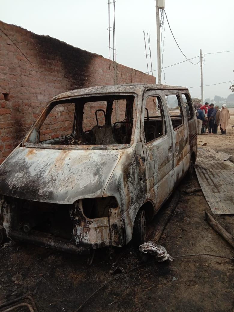 Fire caused by short circuit, household and car ashes