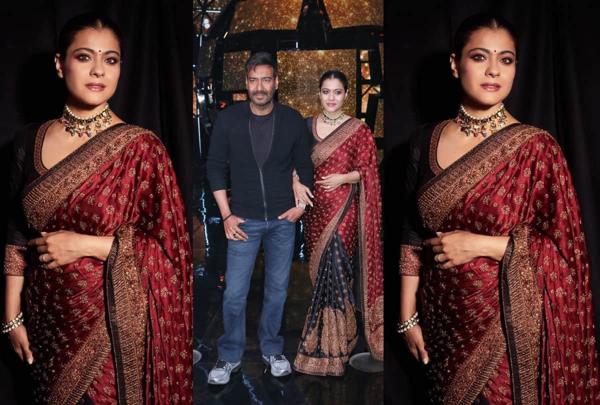 kajol recreates K3G look in black and burgundy saree in indian idol 11