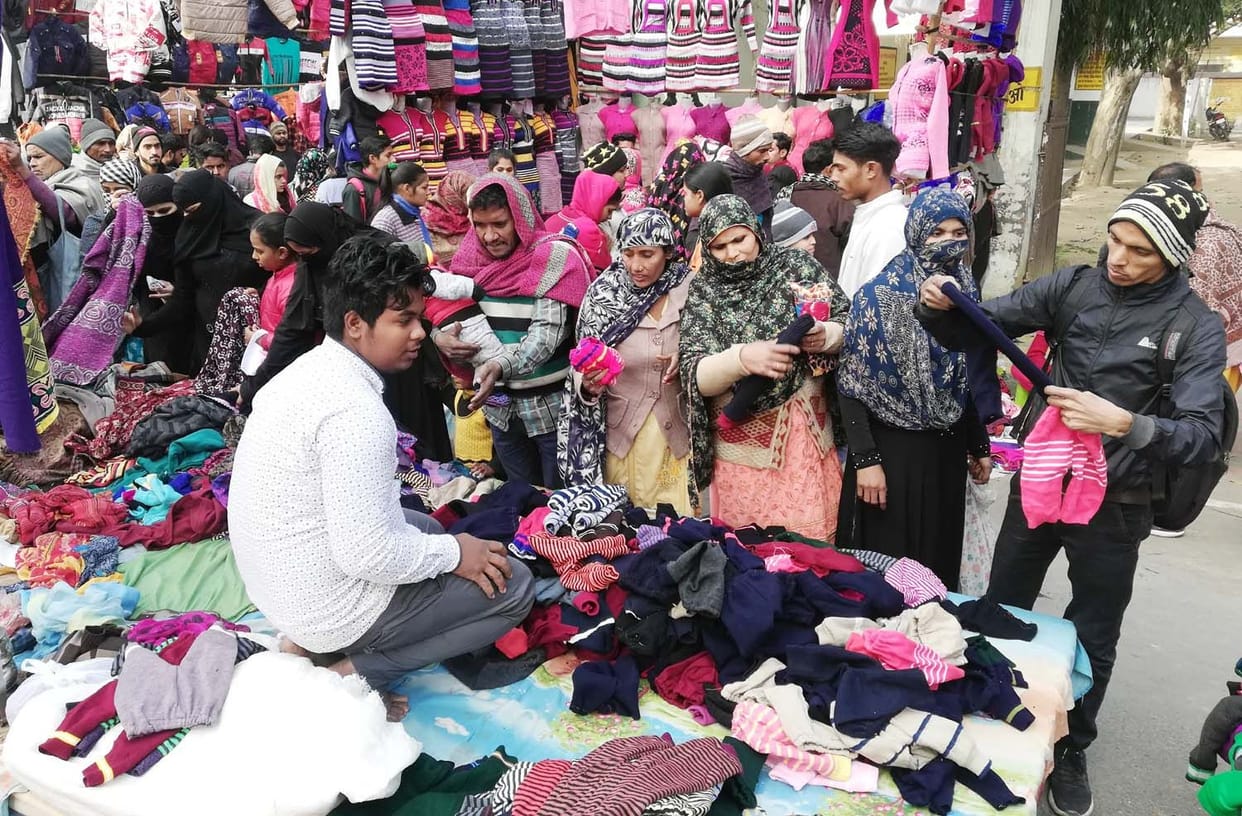 purchaging of wollen clothes in haat