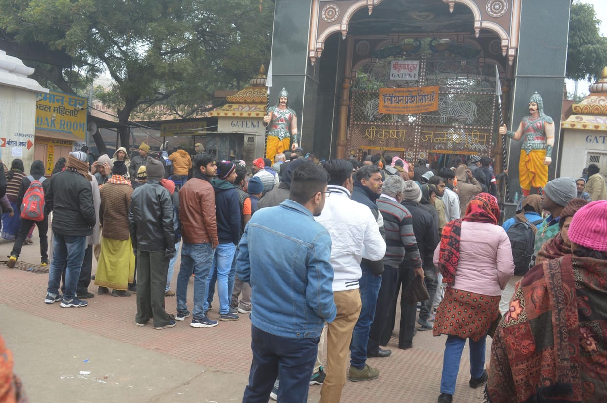 devotees gathering in mathura new year 2020 celebrations