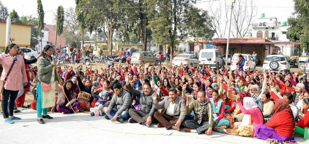 Protests of Anganwadi workers continue