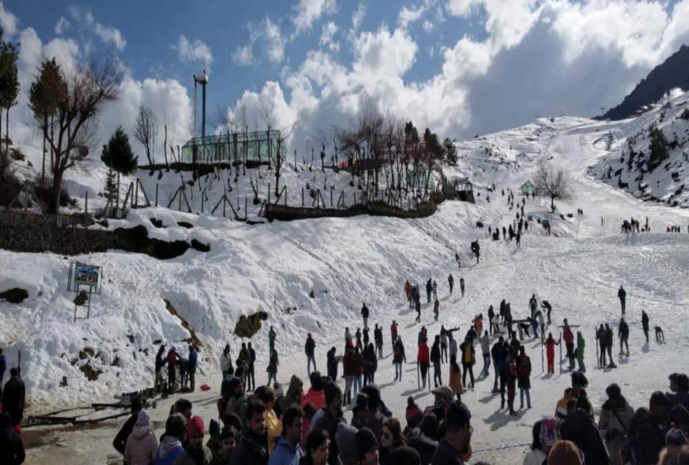 New year 2020 And 31st december celebration Tourist Crowd in Snow Covered Auli