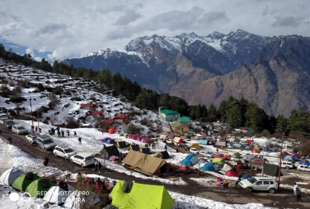 New year 2020 And 31st december celebration Tourist Crowd in Snow Covered Auli